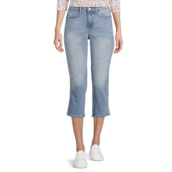 NYDJ Womens Chloe Side Vented Hem Capri Stretch Denim Jeans Size 14 Easley Blue - Picture 1 of 14